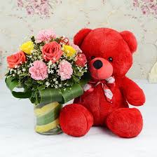 Valentine Flower And Teddy