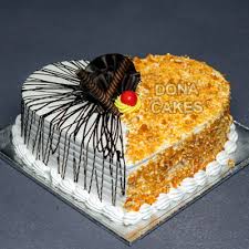 Heart Shape Butterscotch Cake