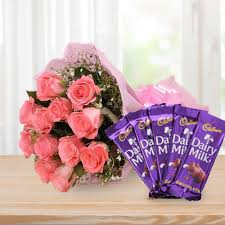 Valentine Pink Roses Chocolate