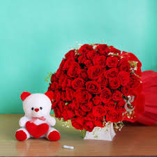 Valentine Bunch of Roses Teddy
