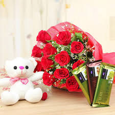 Valentine Rose Temptation Chocolate Teddy