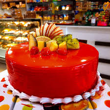 Red Velvet With Fruits Cake
