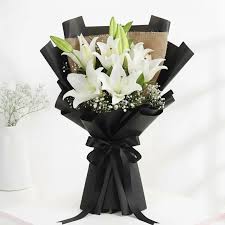 White Lilies in Black Bouquet