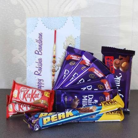 Rakhi With Cadbury Chocolate Busket
